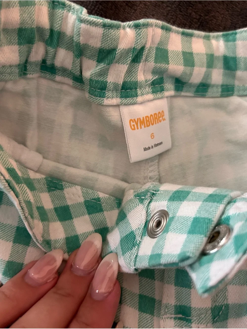 Gymboree Mint and White Gingham High Waist Shorts